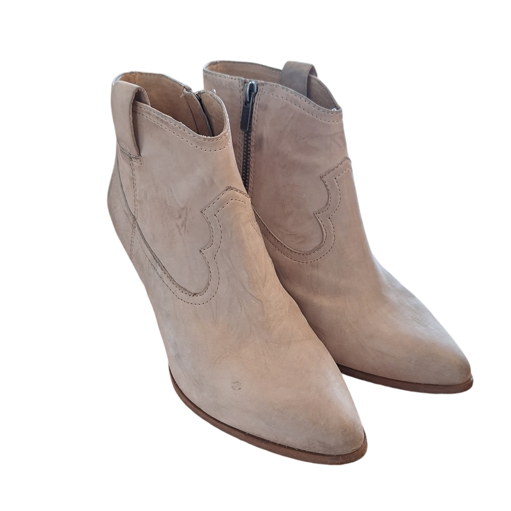 Frye Reina Sand Cream Leather Western Ankle Boots Booties Women's sz 8.5M - Picture 11 of 14